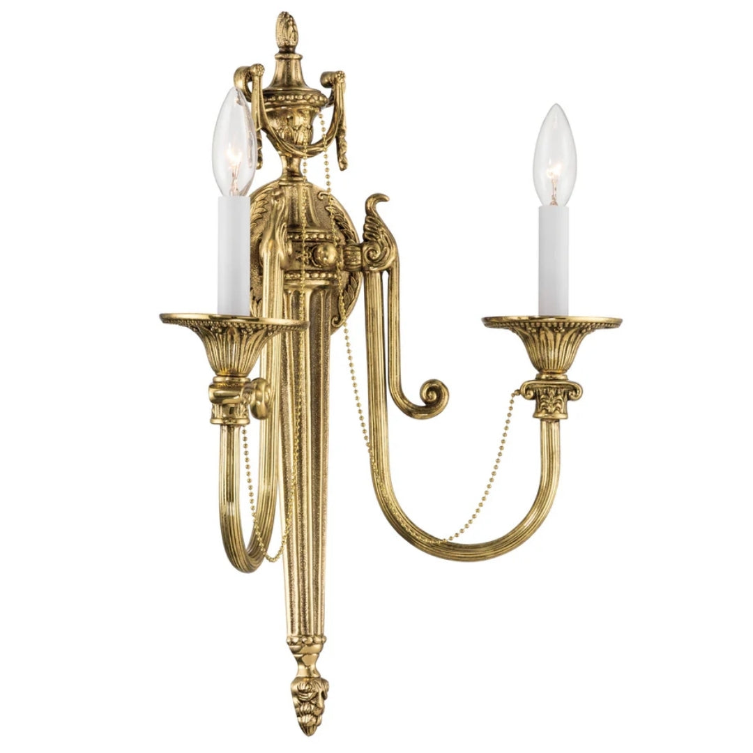 Classic Brass Swoop Arm Candle Wall Sconce