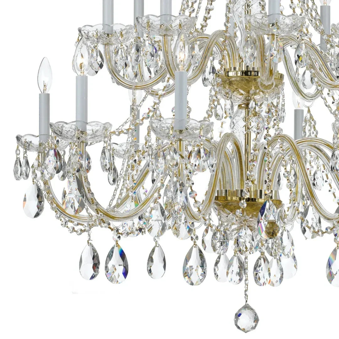 Classic French Crystal Faceted Chandelier