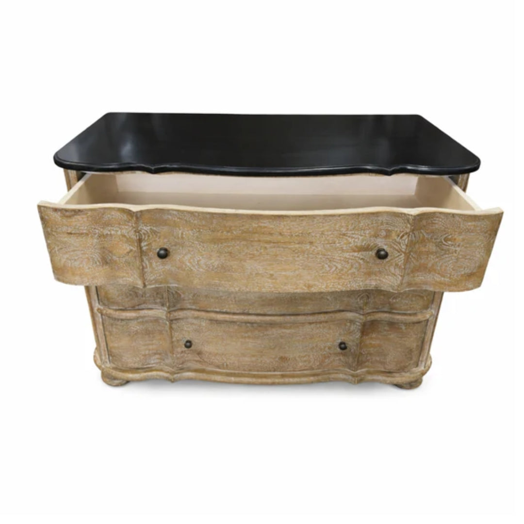 French Provincial Black Marble Top Dresser