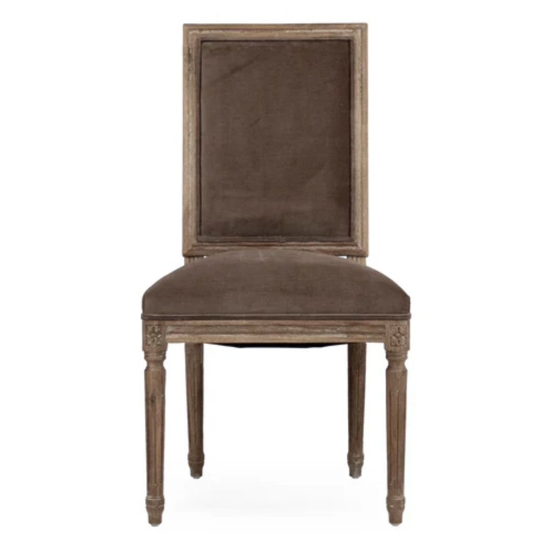 Classic Oak Frame Velvet Brown Dining Chair