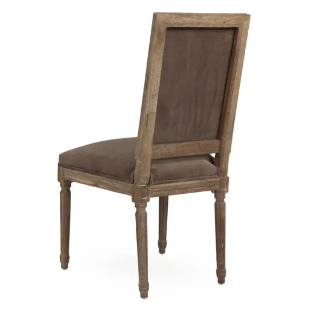 Square Back Brown Velvet Louis Dining Chair