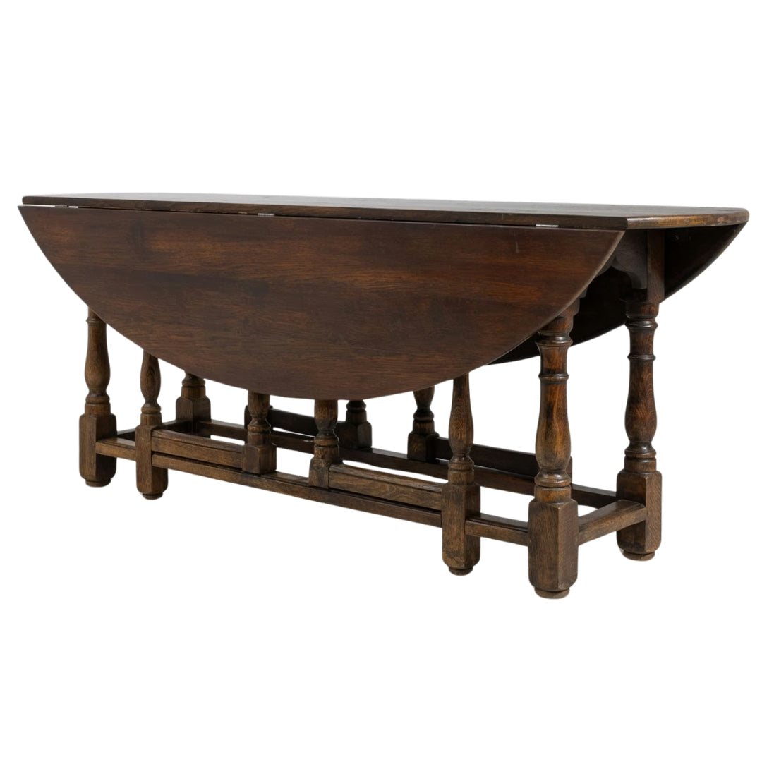 Classic Oak Oval Drop-Leaf Table, Circa 1880
