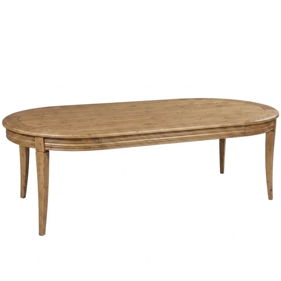 Elegant oval wooden coffee table in French country style with carved legs