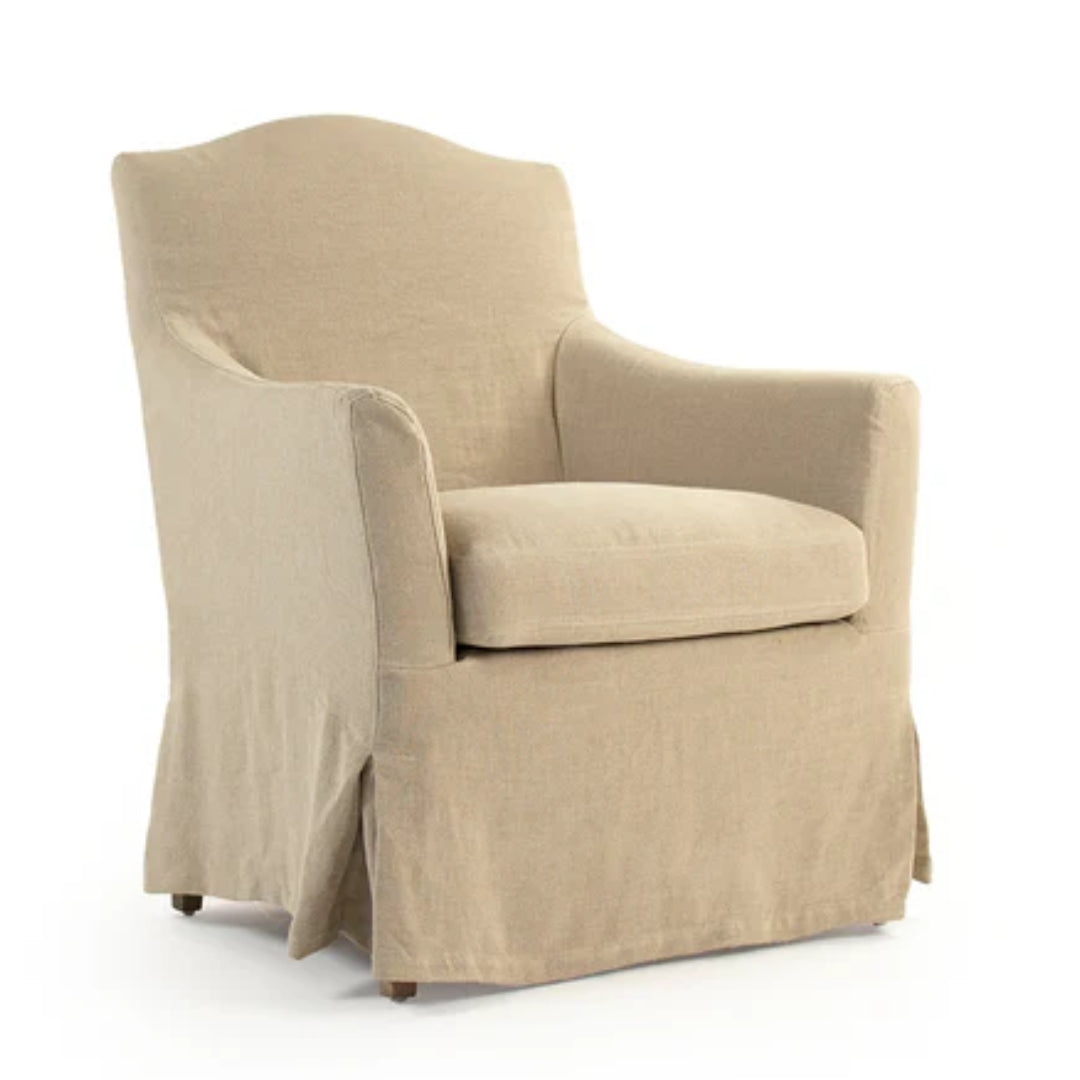 Classic Beige Slipcovered Armchair