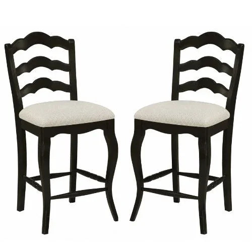 Classic French Ladder Back Upholstered Counter Stool