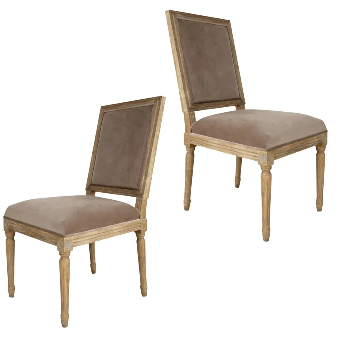 French Louis Velvet Taupe Dining Chair