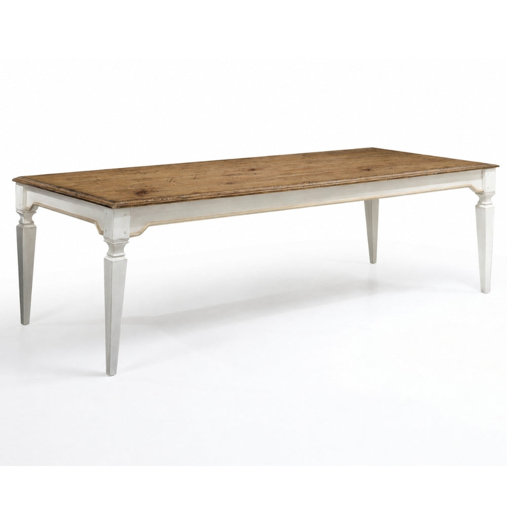 White Wood Top Country Dining Table
