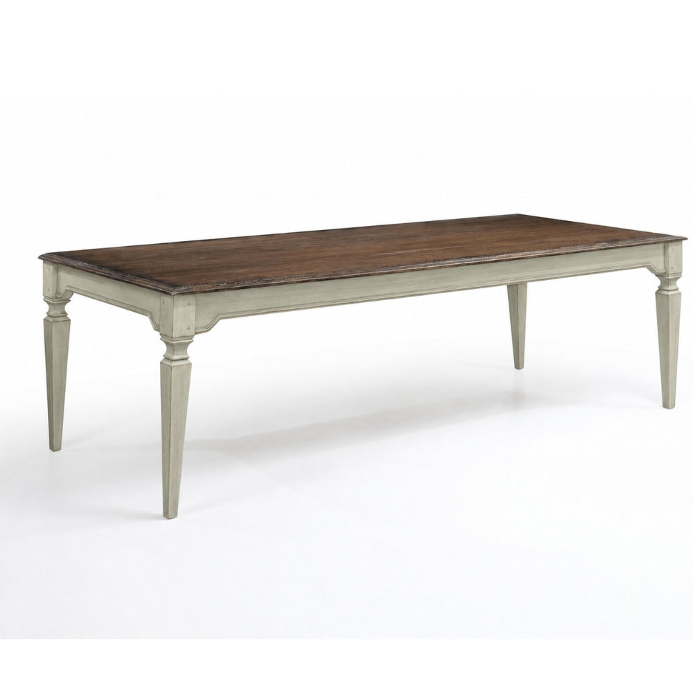 White Wood Top Country Dining Table
