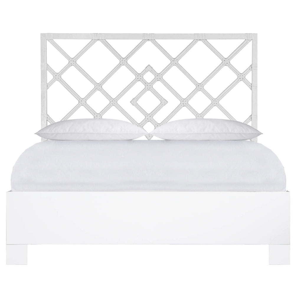 Coastal Diamond Lattice Rattan Bed
