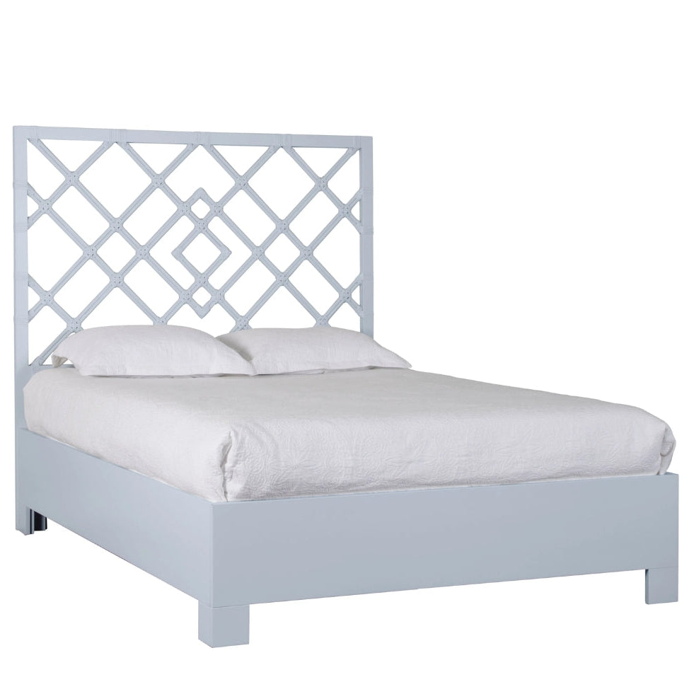 Coastal Diamond Lattice Rattan Bed