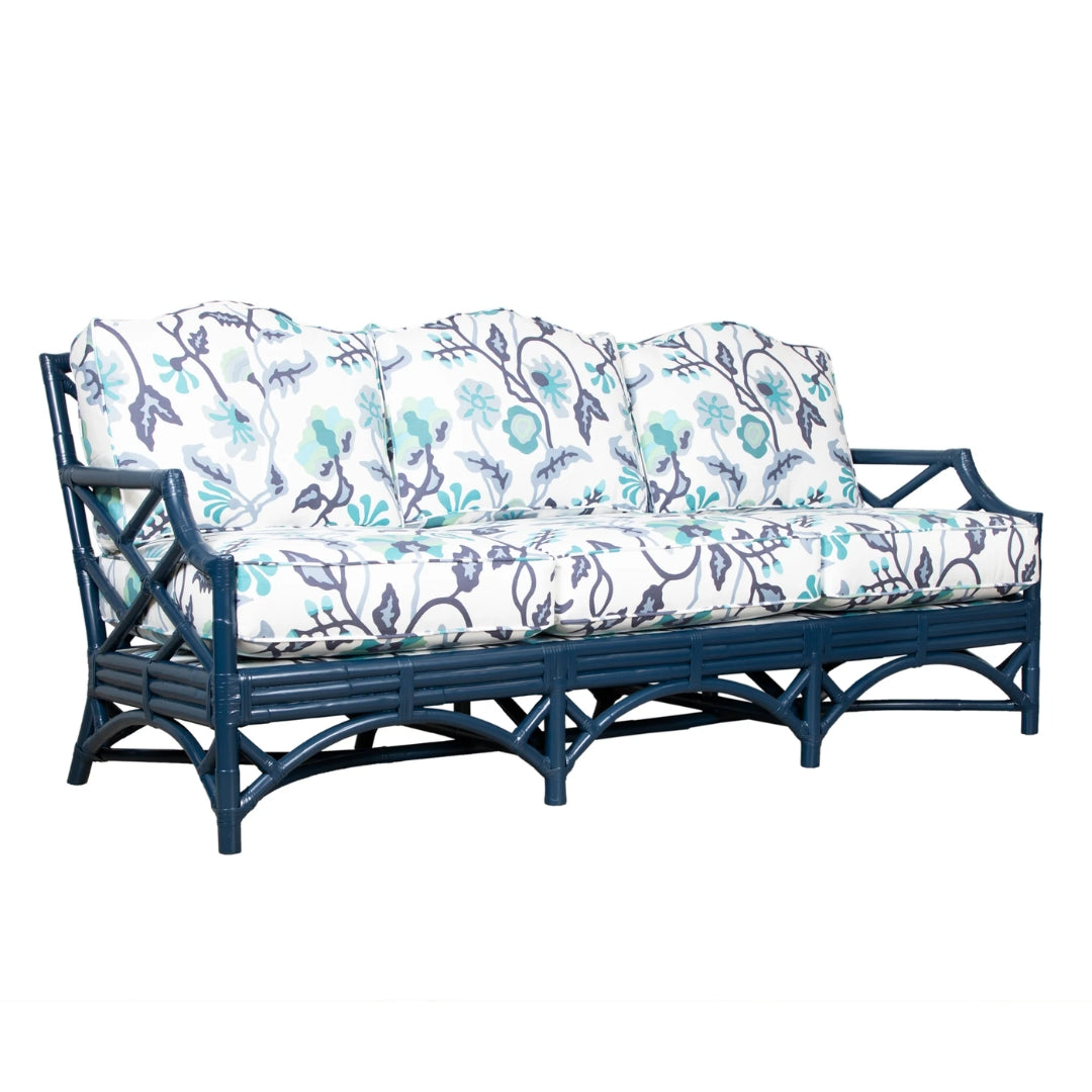 Coastal Scalloped Back Rattan Sofa
