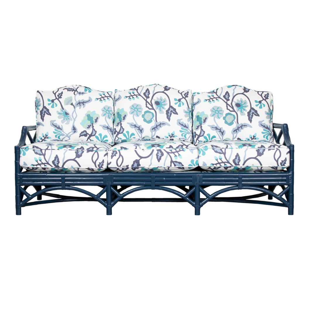 Coastal Scalloped Back Rattan Sofa