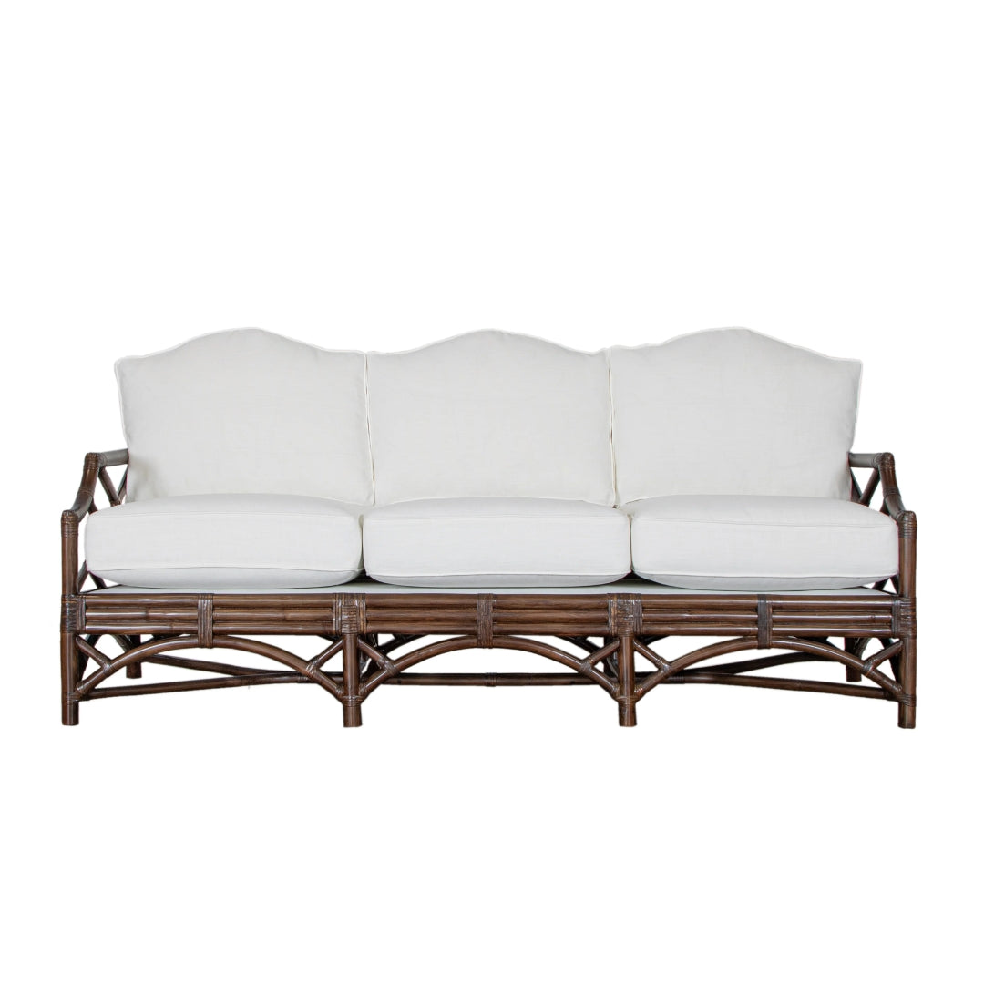Coastal Scalloped Back Rattan Sofa