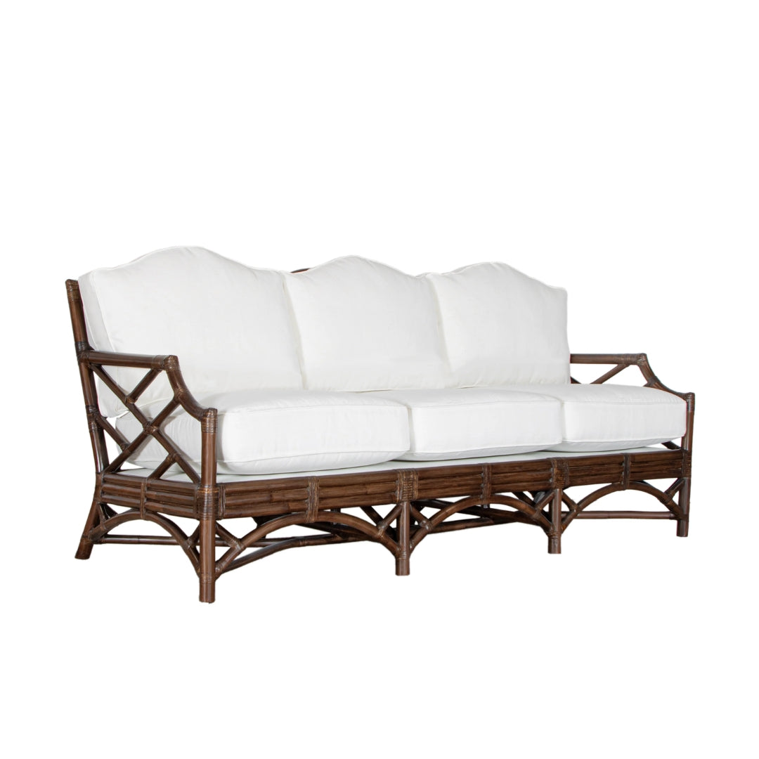Coastal Scalloped Back Rattan Sofa