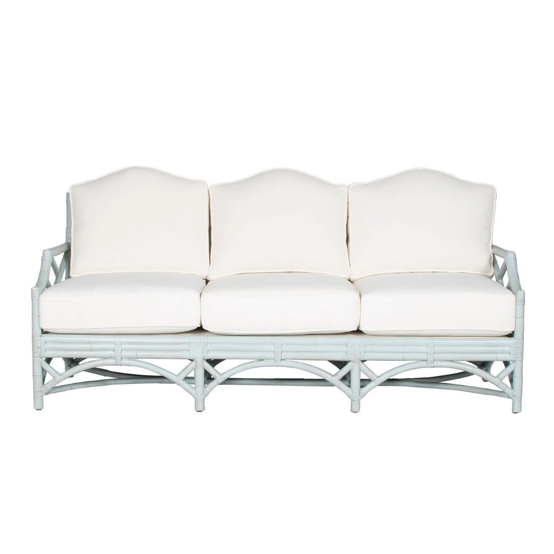 Coastal Scalloped Back Rattan Sofa