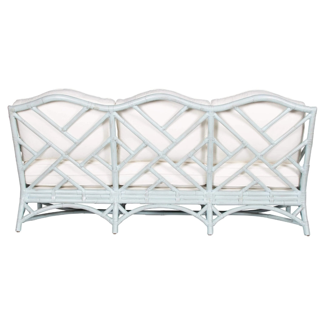 Coastal Scalloped Back Rattan Sofa