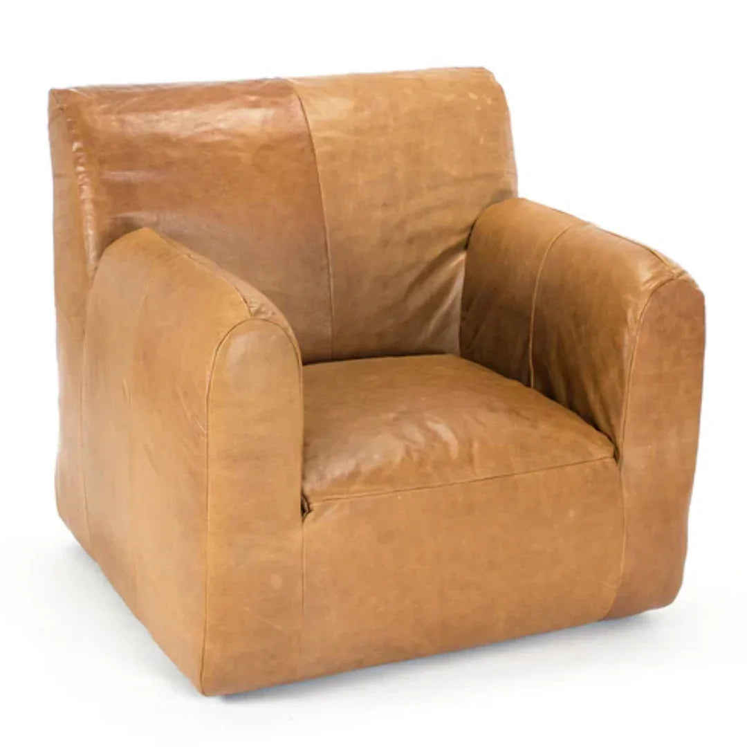 Comfy Modern Camel Leather Armchair
