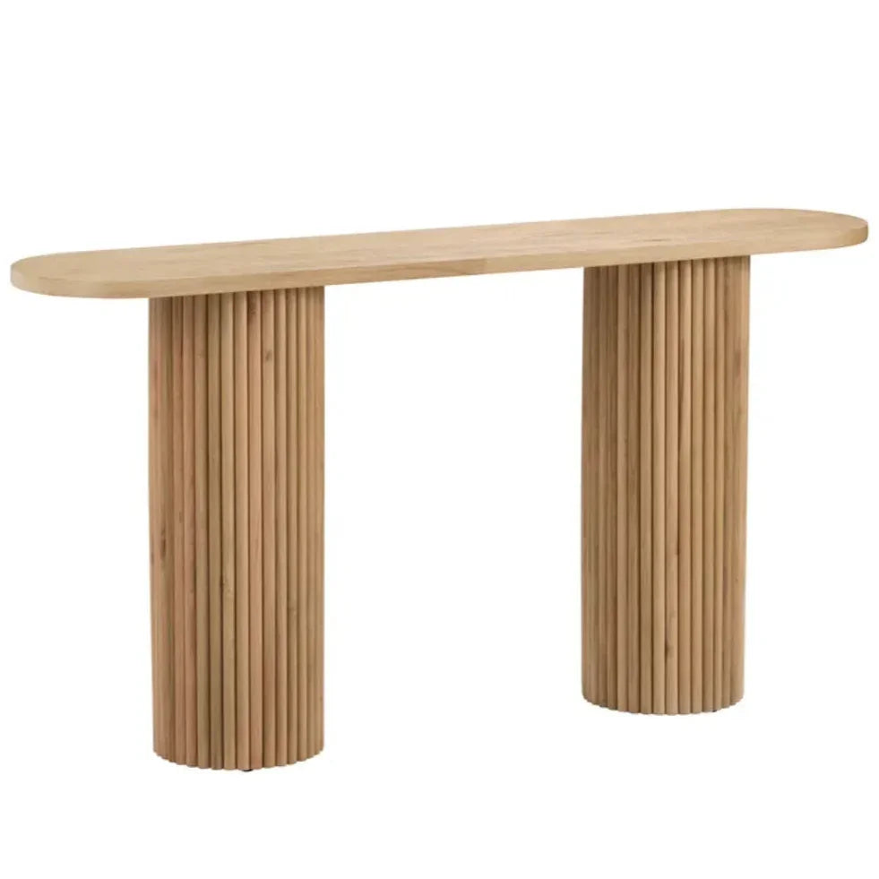Transitional Fluted Pedestal Wood Console
