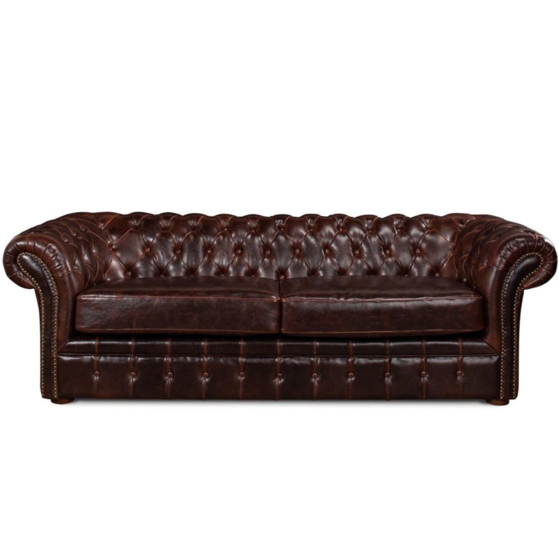 Luxurious Brown Leather Chesterfield Sofa