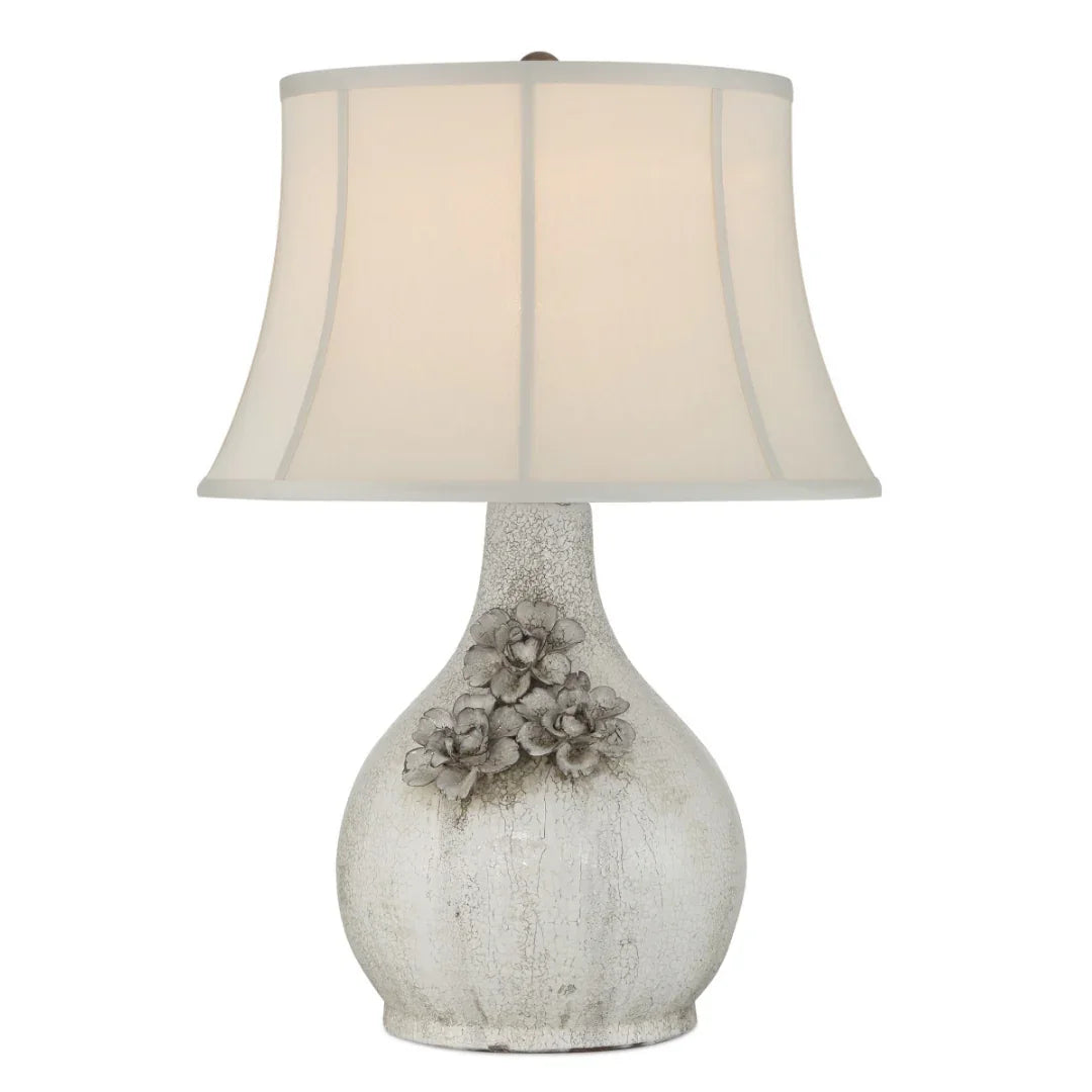 Crackled Floral Ceramic Lamp