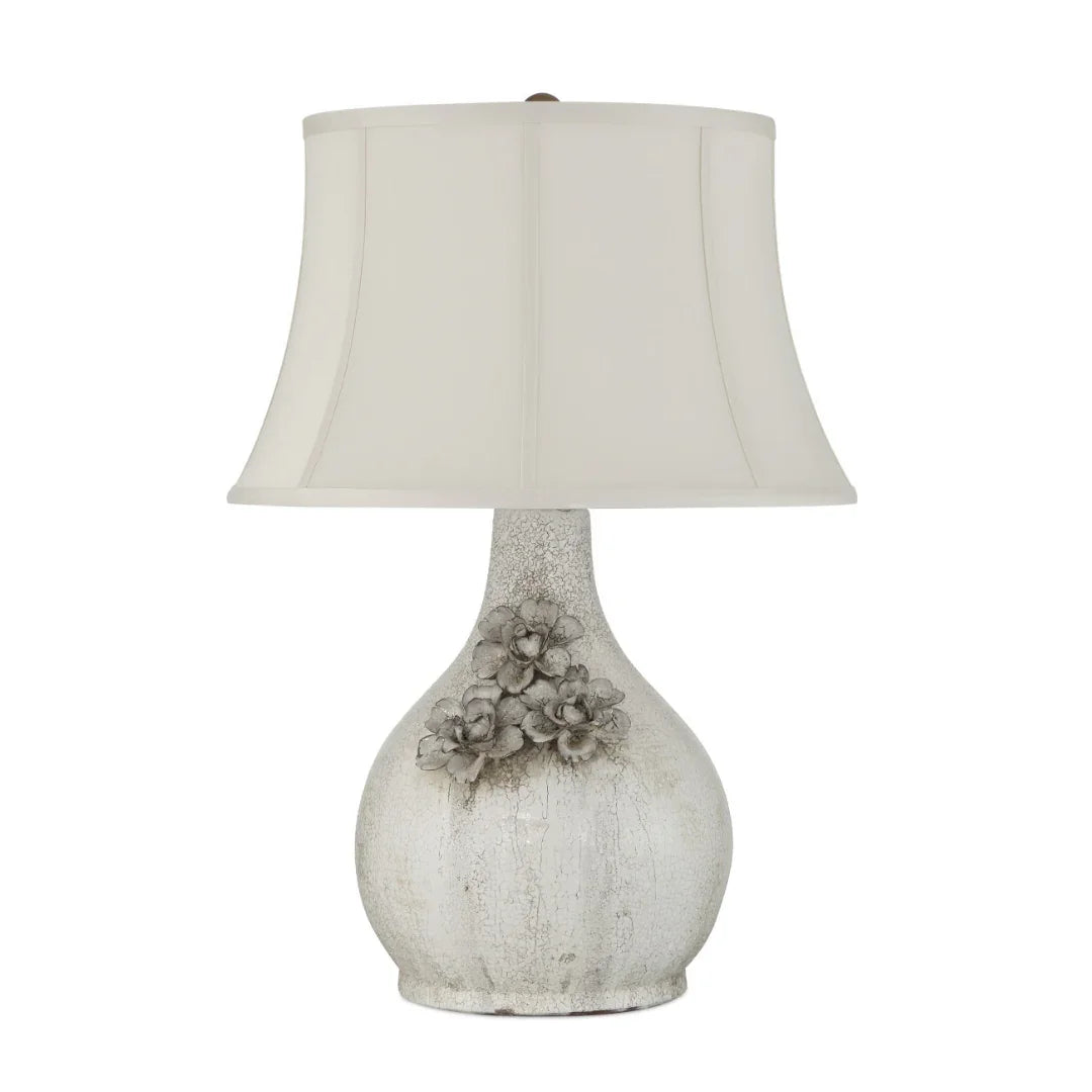 Crackled Floral Ceramic Lamp