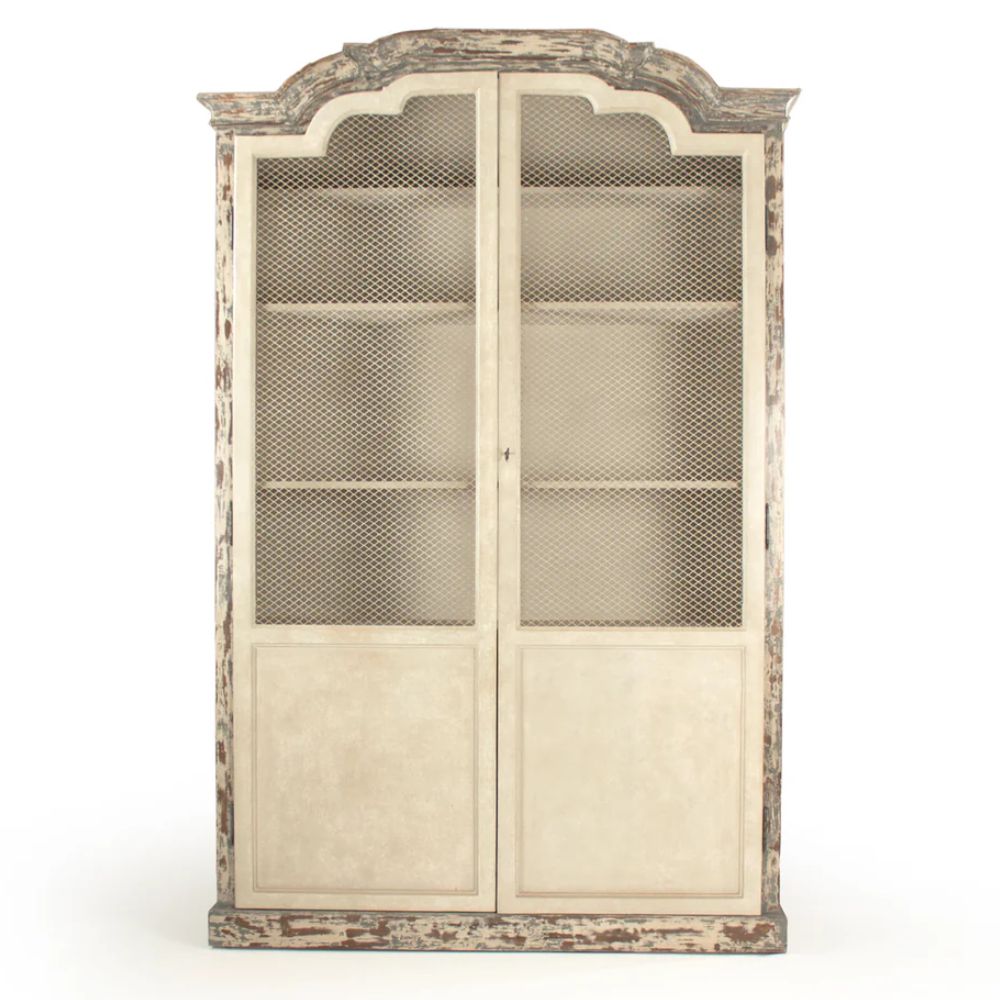 Crown French Country Mesh Door Display Cabinet