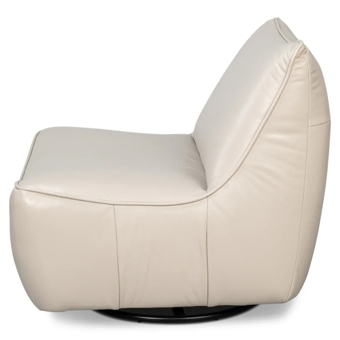 White Modern Leather Swivel Lounge Chair