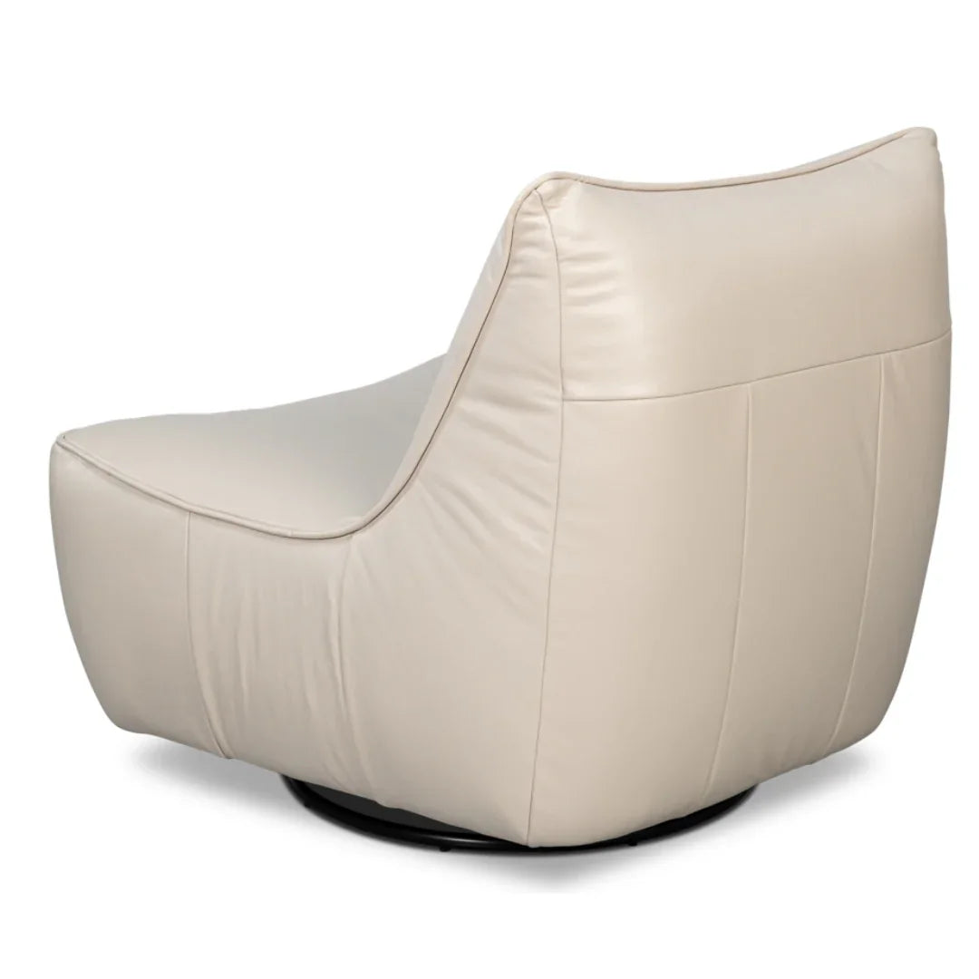 White Modern Leather Swivel Lounge Chair