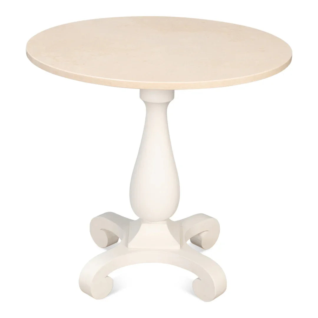 White Travertine Top Bistro Table