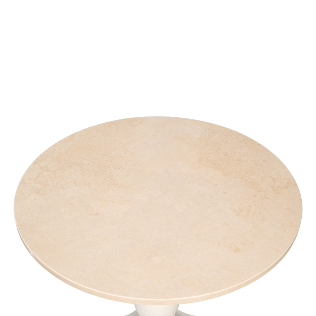 White Travertine Top Bistro Table