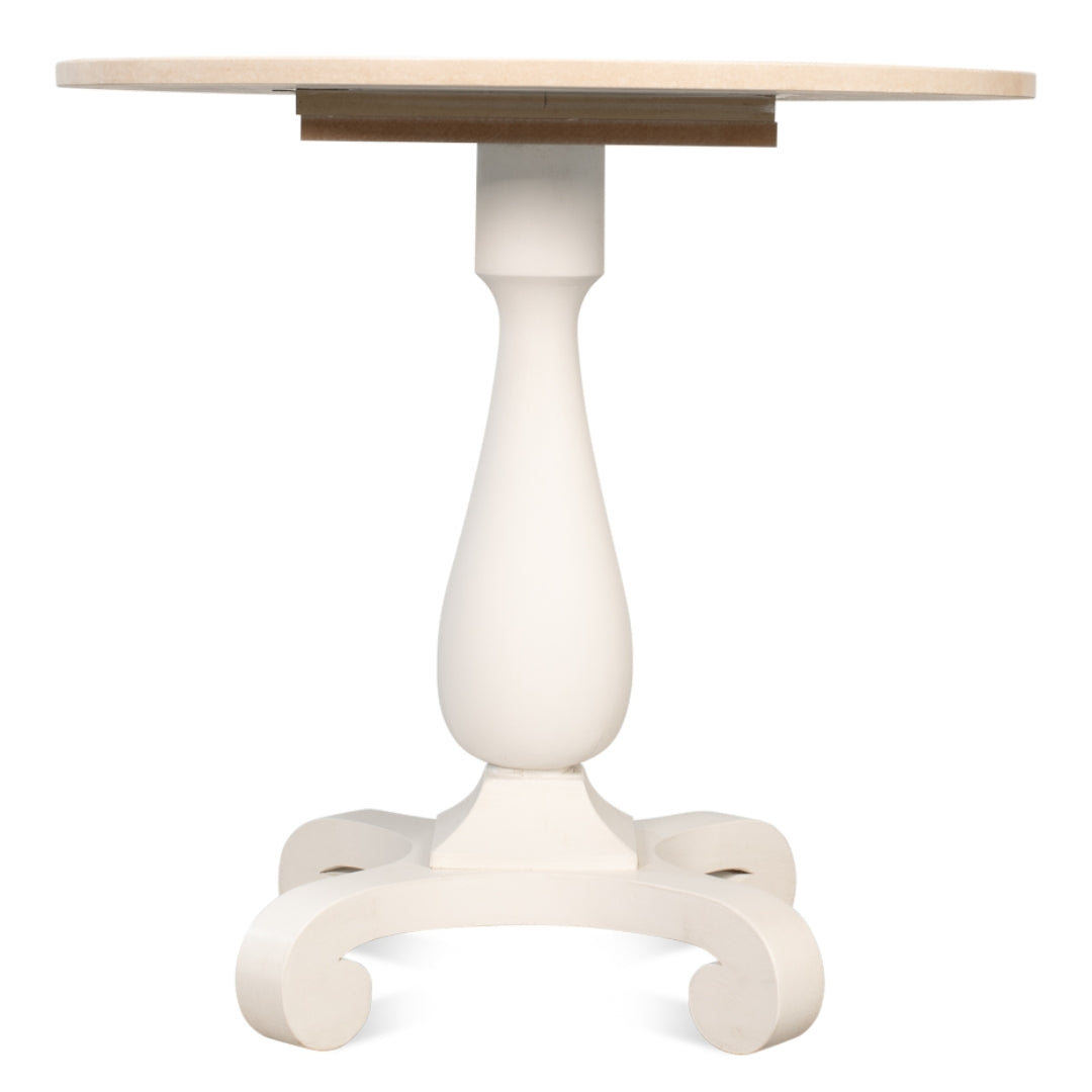 White Travertine Top Bistro Table