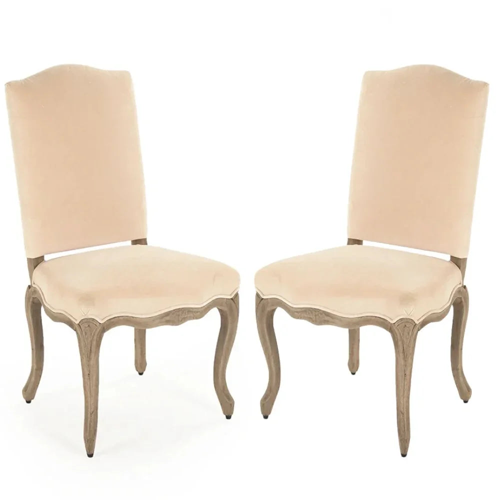 Cream Velvet Louis XV Scalloped French Chair