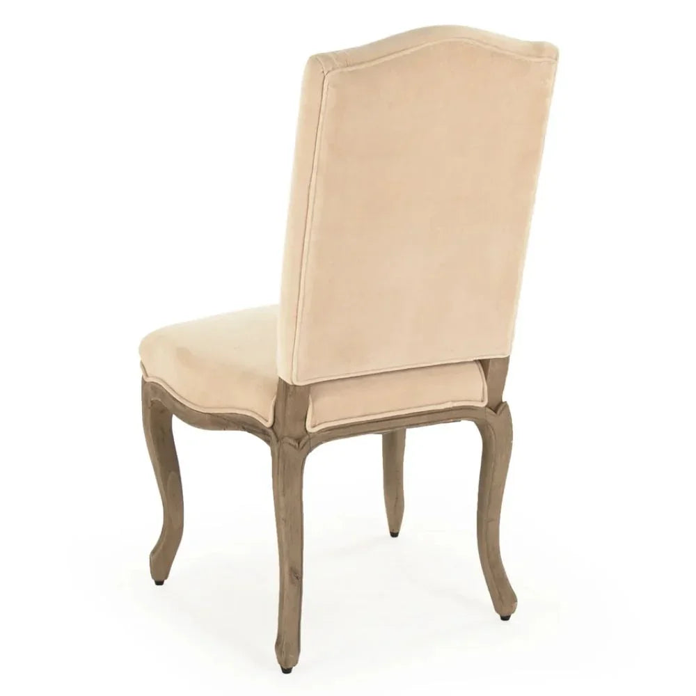 Cream Velvet Louis XV Scalloped French Chair