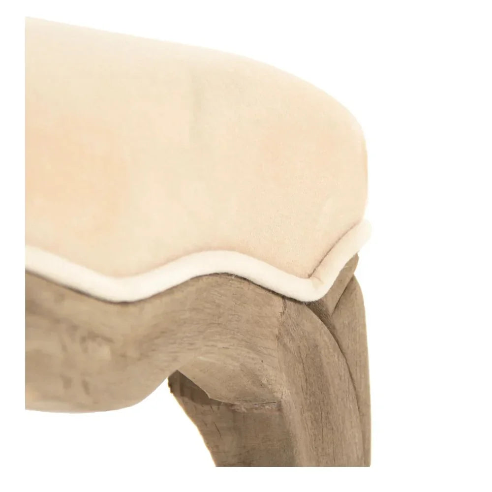 Cream Velvet Louis XV Scalloped French Chair