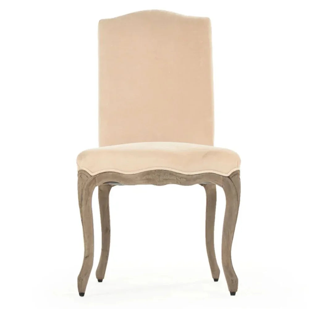 Cream Velvet Louis XV Scalloped French Chair