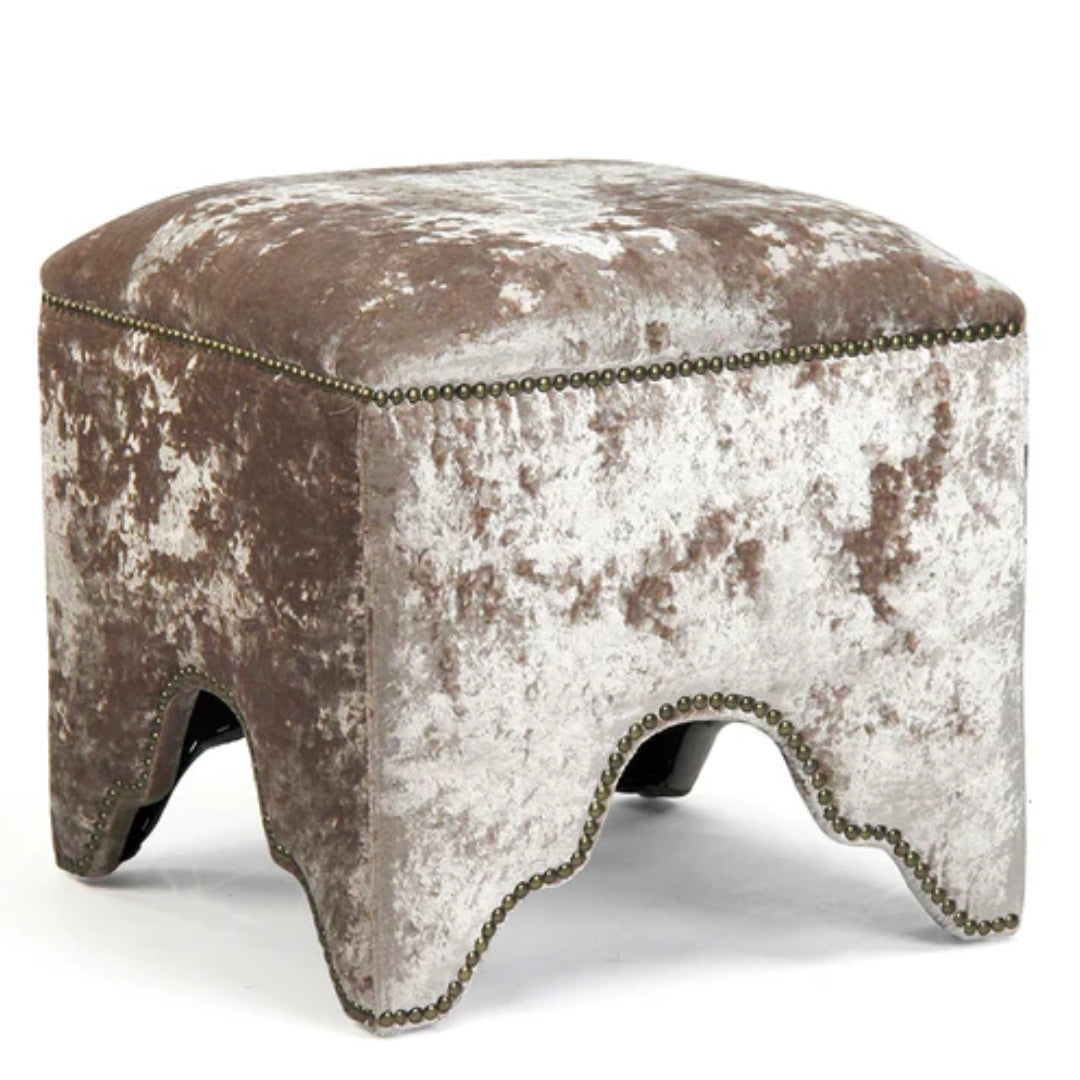 Crushed Velvet Scalloped Accent Stool