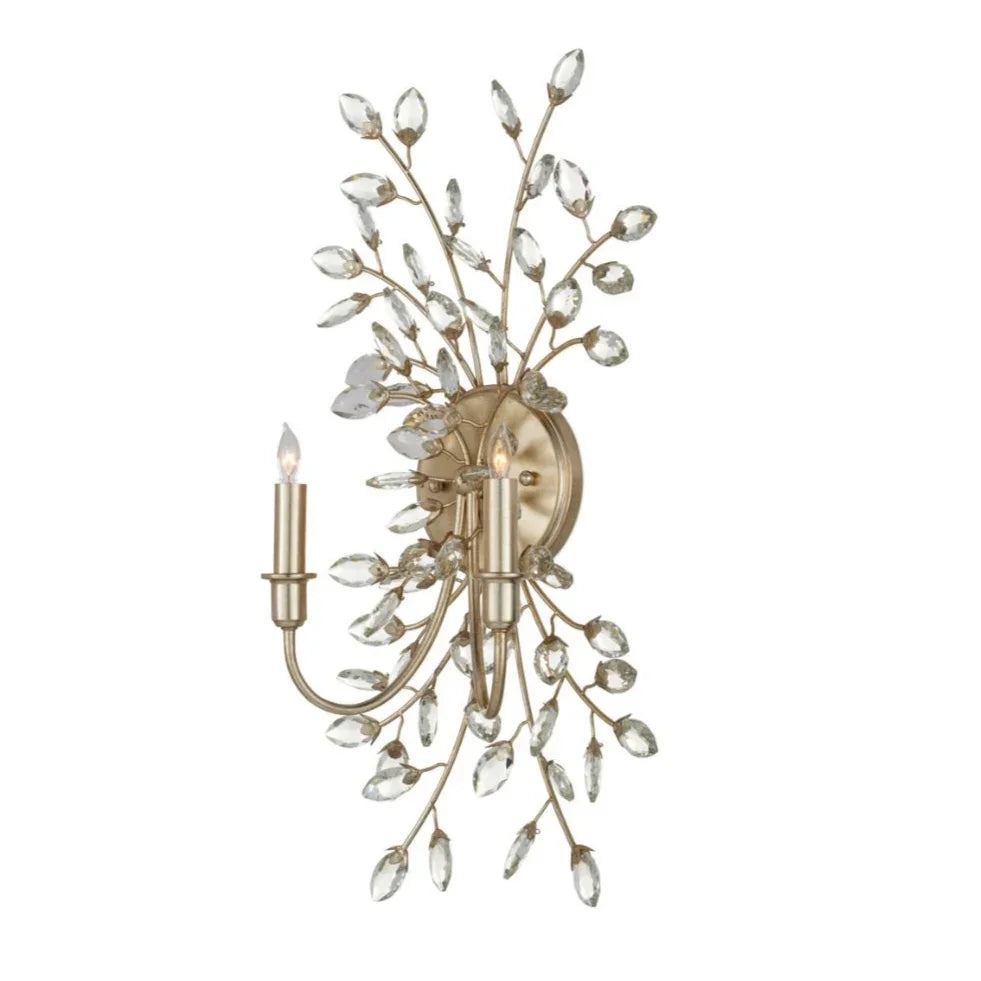 Crystal Leaf Gold Sconce