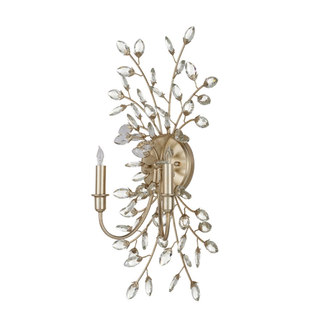 Crystal Leaf Gold Sconce
