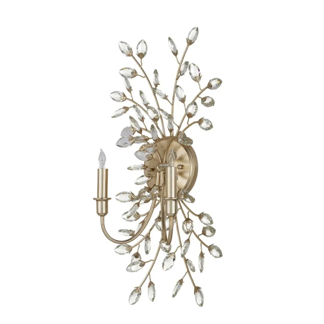 Crystal Leaf Gold Sconce