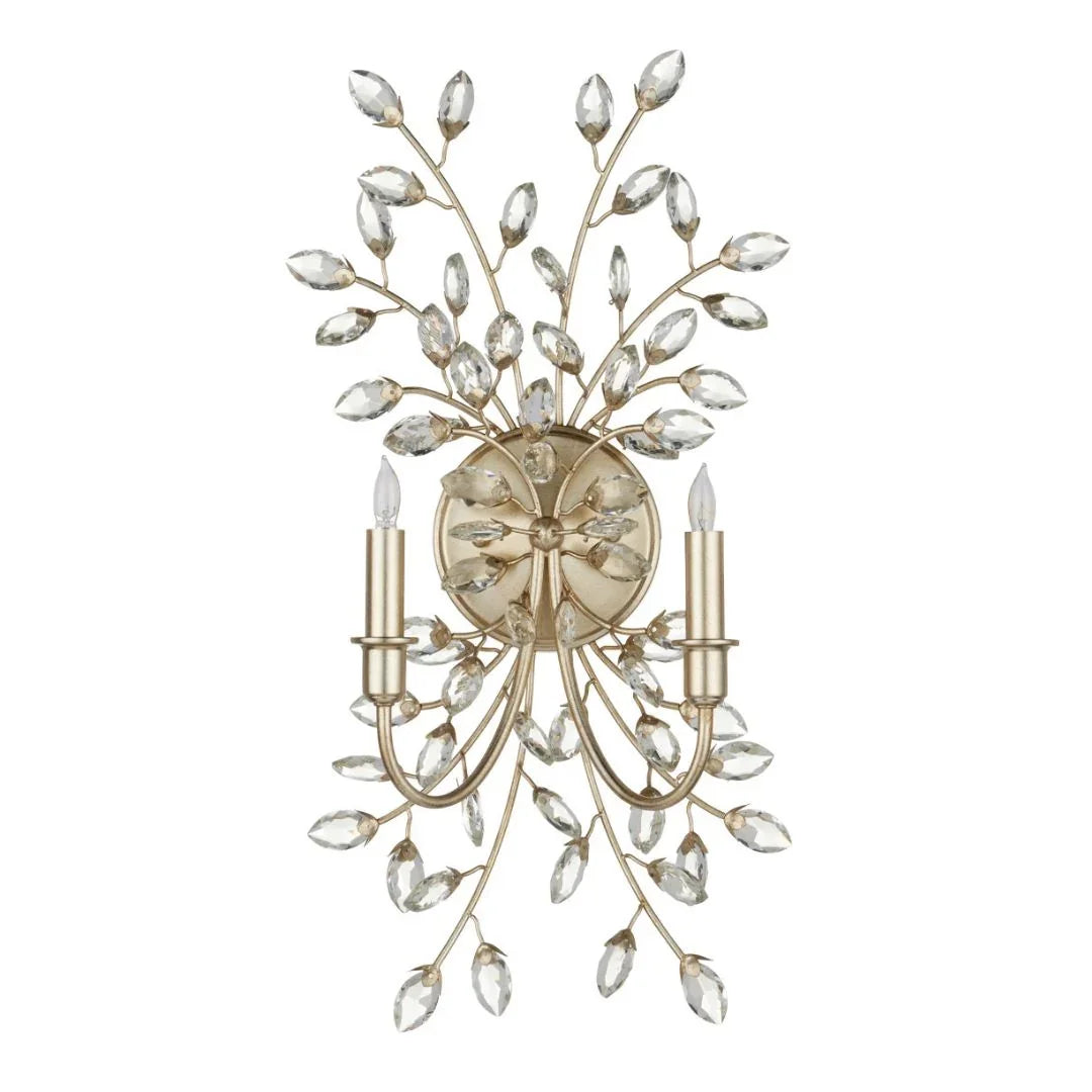 Crystal Leaf Gold Sconce