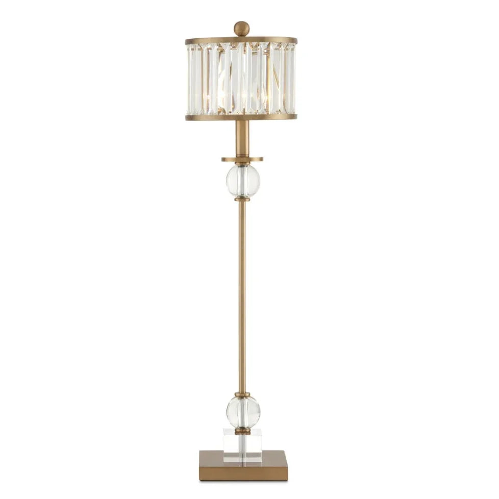 Elegant brass floor lamp with crystal accents, perfect for French country or farmhouse decor