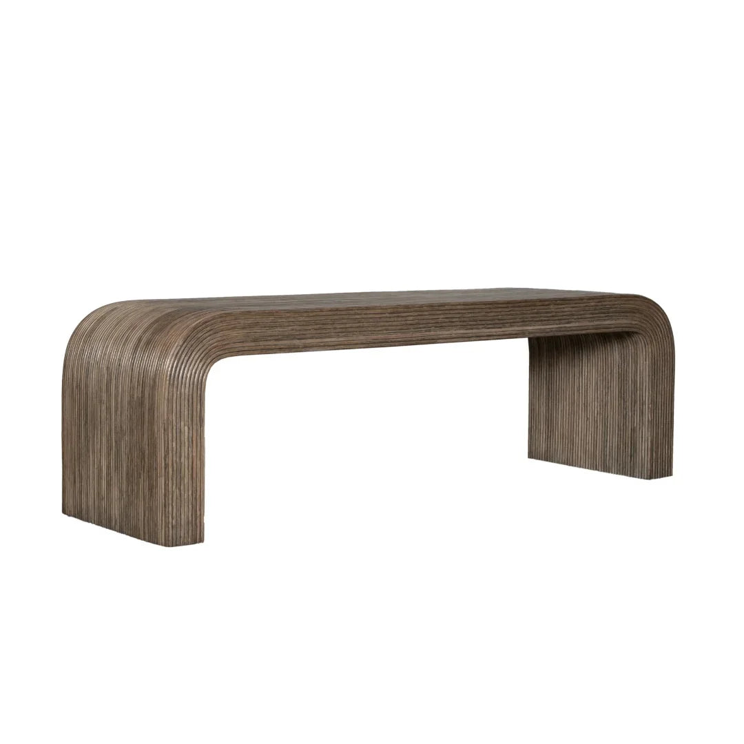 Curved Pencil Rattan Waterfall Bench