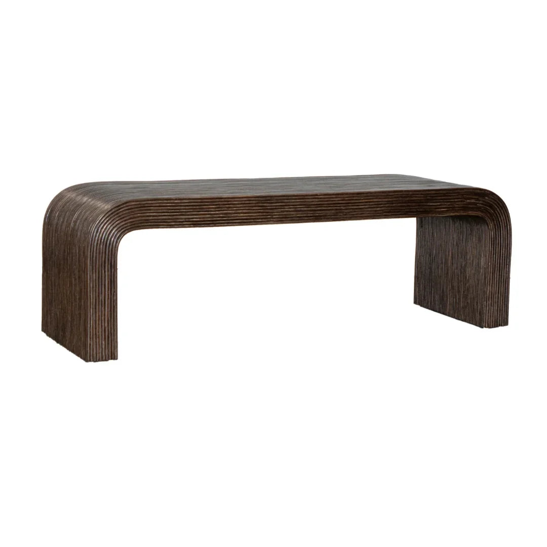 Curved Pencil Rattan Waterfall Bench