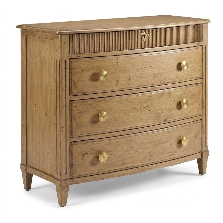 Rustic wooden dresser with brass knobs, French country style furniture