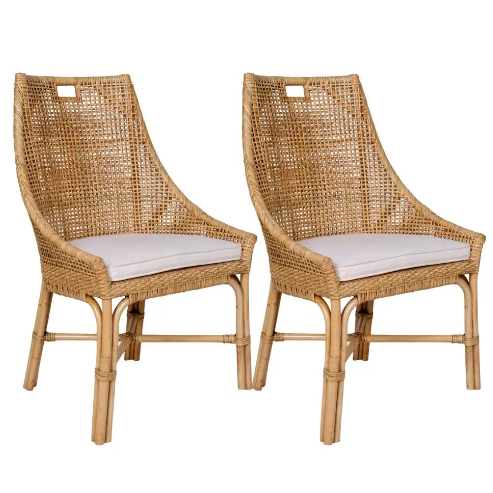Natural Curved Rattan Lounge Chair