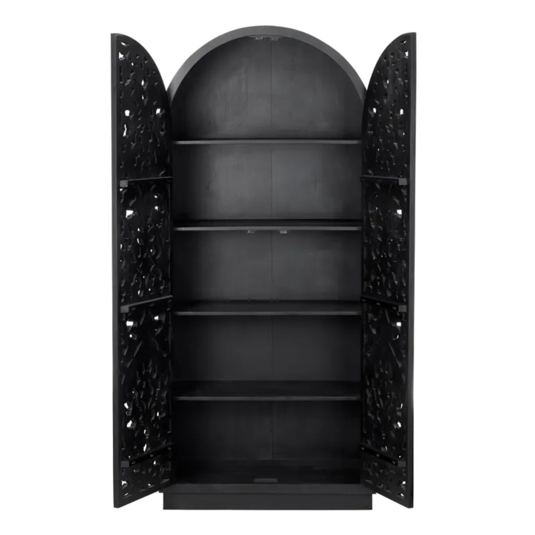 Bohemian Floral Carved Arched Cabinet