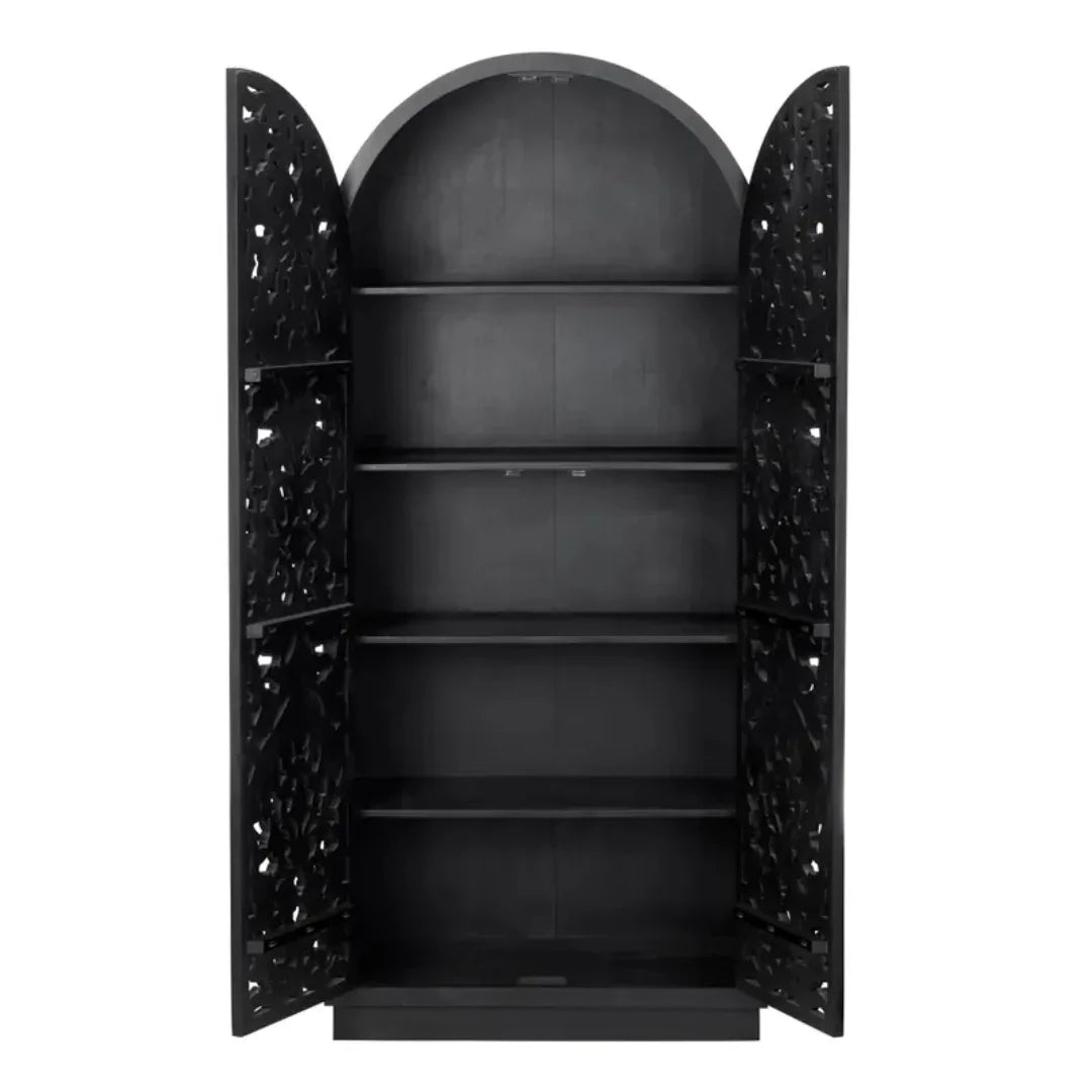 Bohemian Floral Carved Arched Cabinet