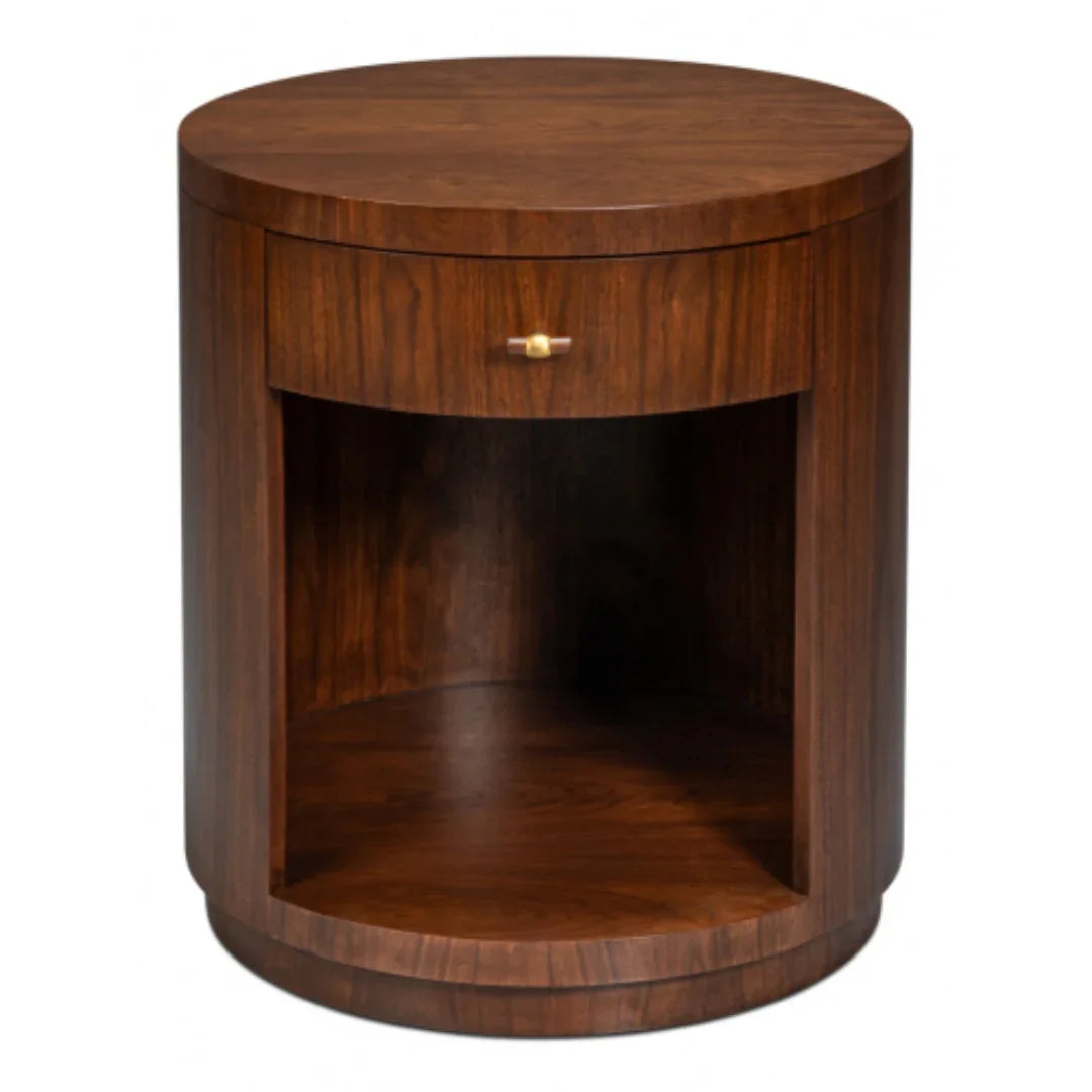 Round Dark Walnut Accent Table