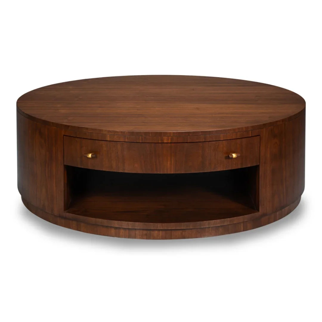 Round Dark Walnut Coffee Table