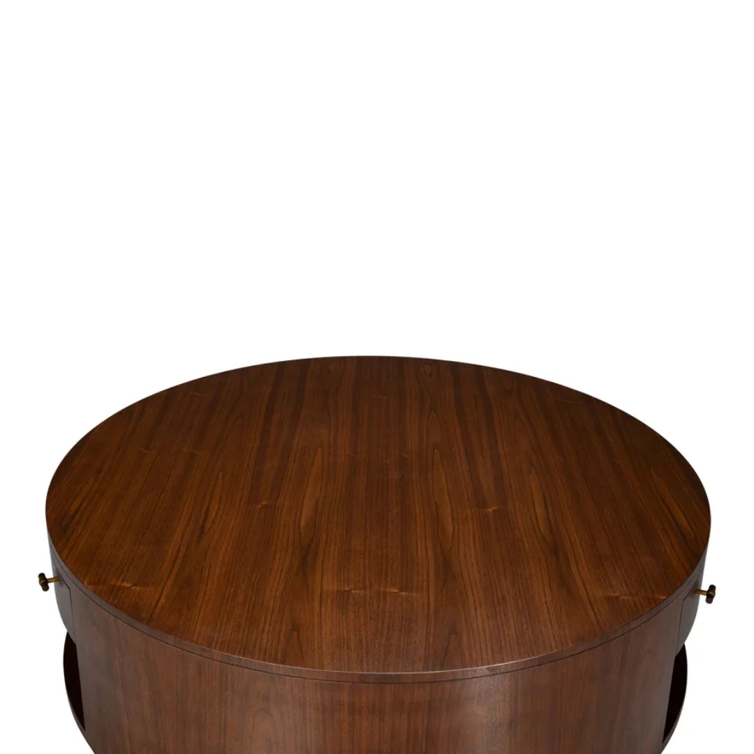 Round Dark Walnut Coffee Table
